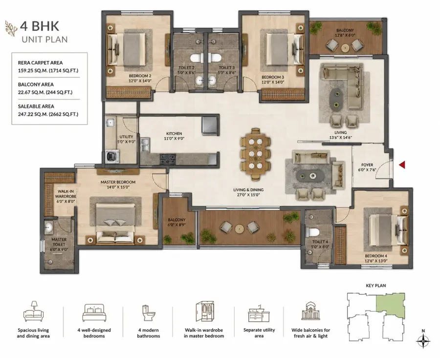 4 BHK Floor Plan