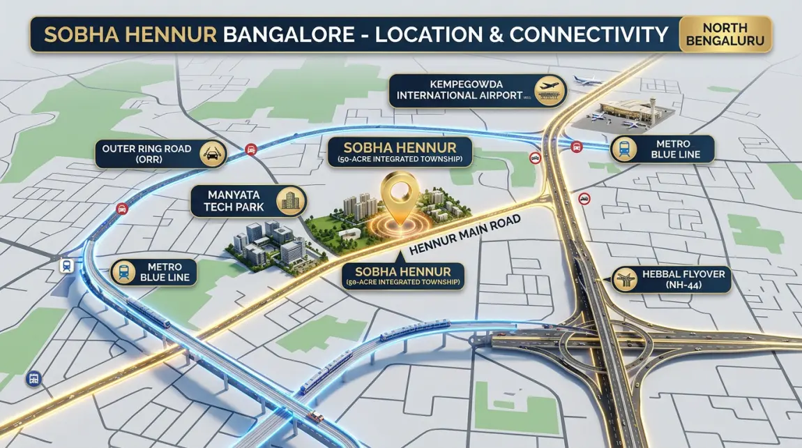 Sobha Hennur Bangalore Location & Connectivity Map